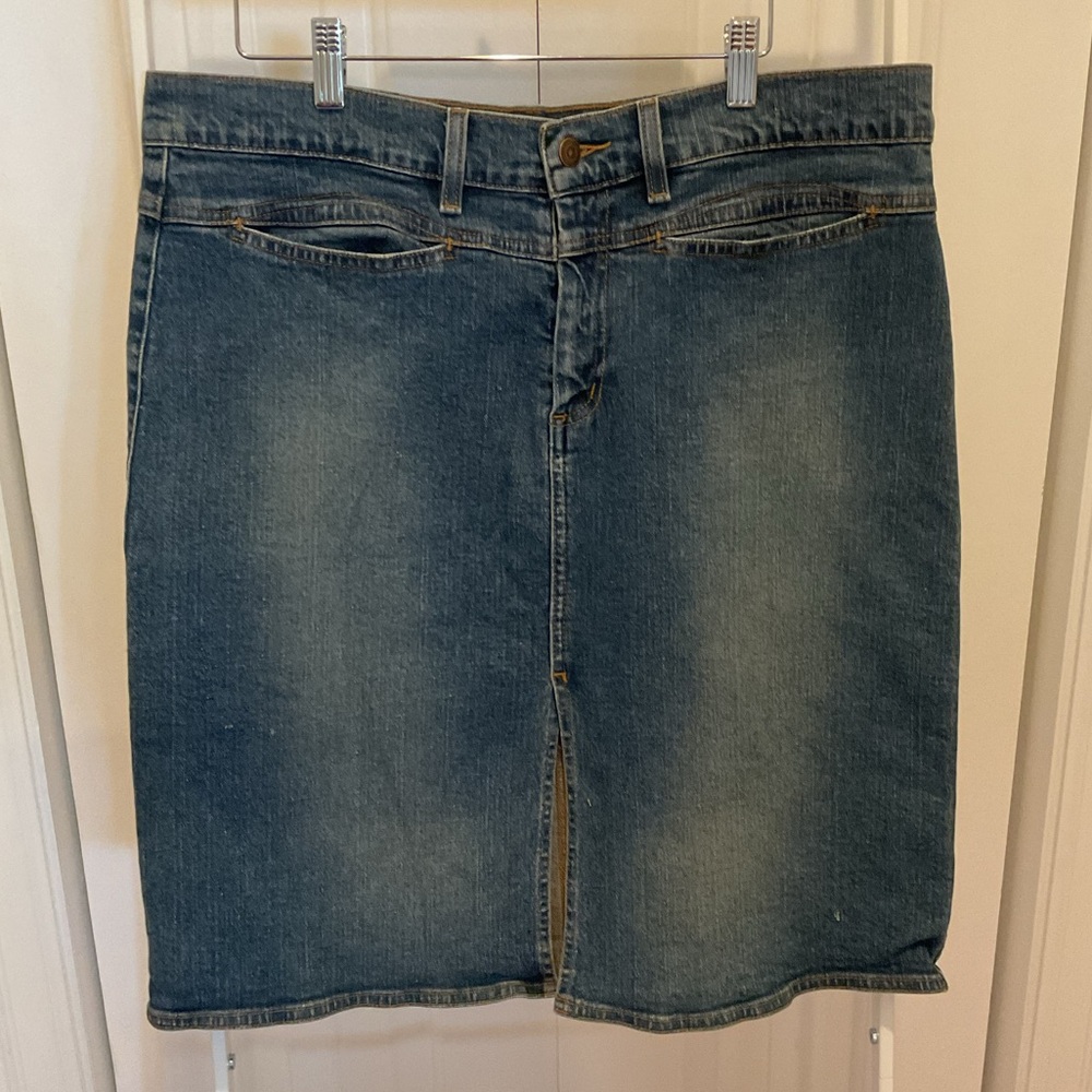 American Eagle Outfitters Dark Blue Stretch Jean Skirt